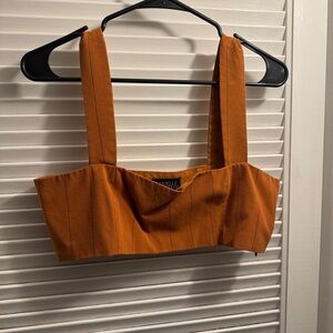 Burnt orange pinstripe crop top